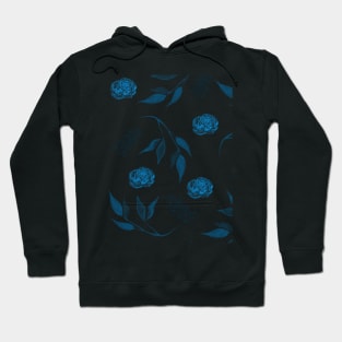 Blue roses and leaves pattern Hoodie